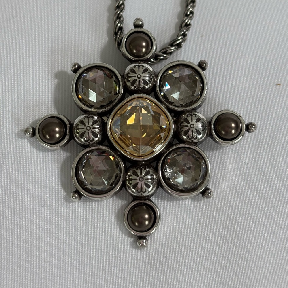Brighton Venus Rising 18 inches Pin/Pendant long Silver Plated - EUC